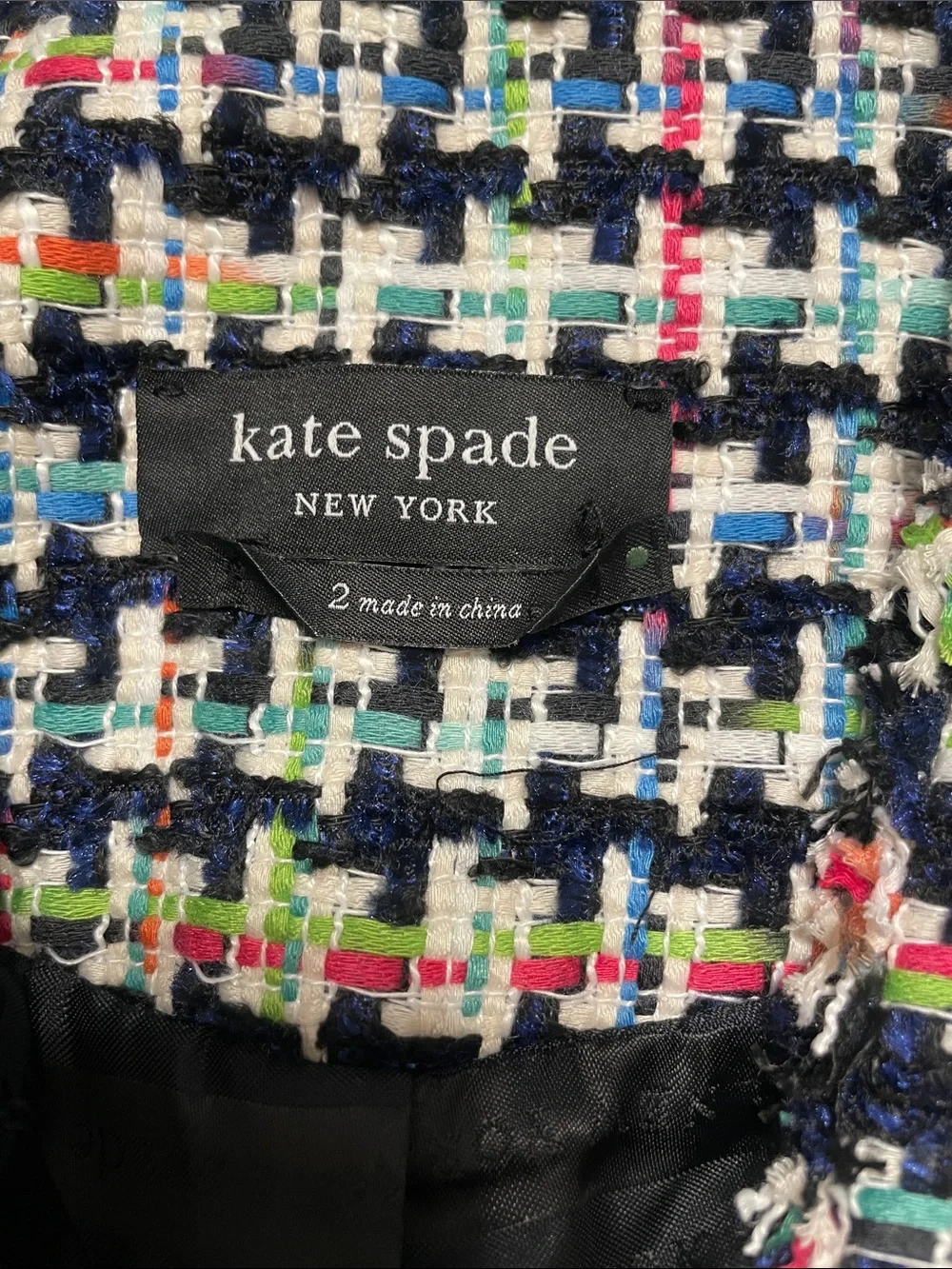 kate spade Multicolor Houndstooth Cropped Tweed Blazer